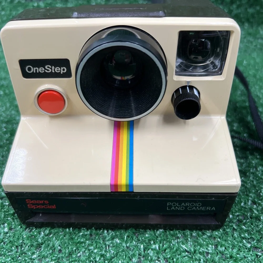 Vintage Polaroid One Step Land Camera Sears Special Instant Film Rainbow W/Strap